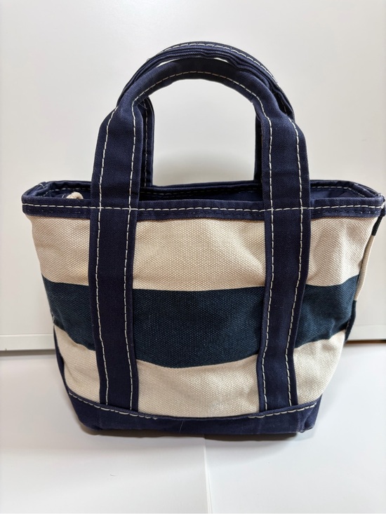 L.L. Bean Handbags - LL Bean Boat & Tote Mini Striped Navy Blue White Canvas VTG 1990s Zip Top